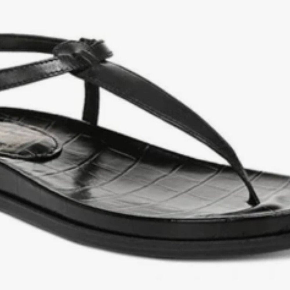 Sam Edelman Black Crocodile-Embossed Sandals